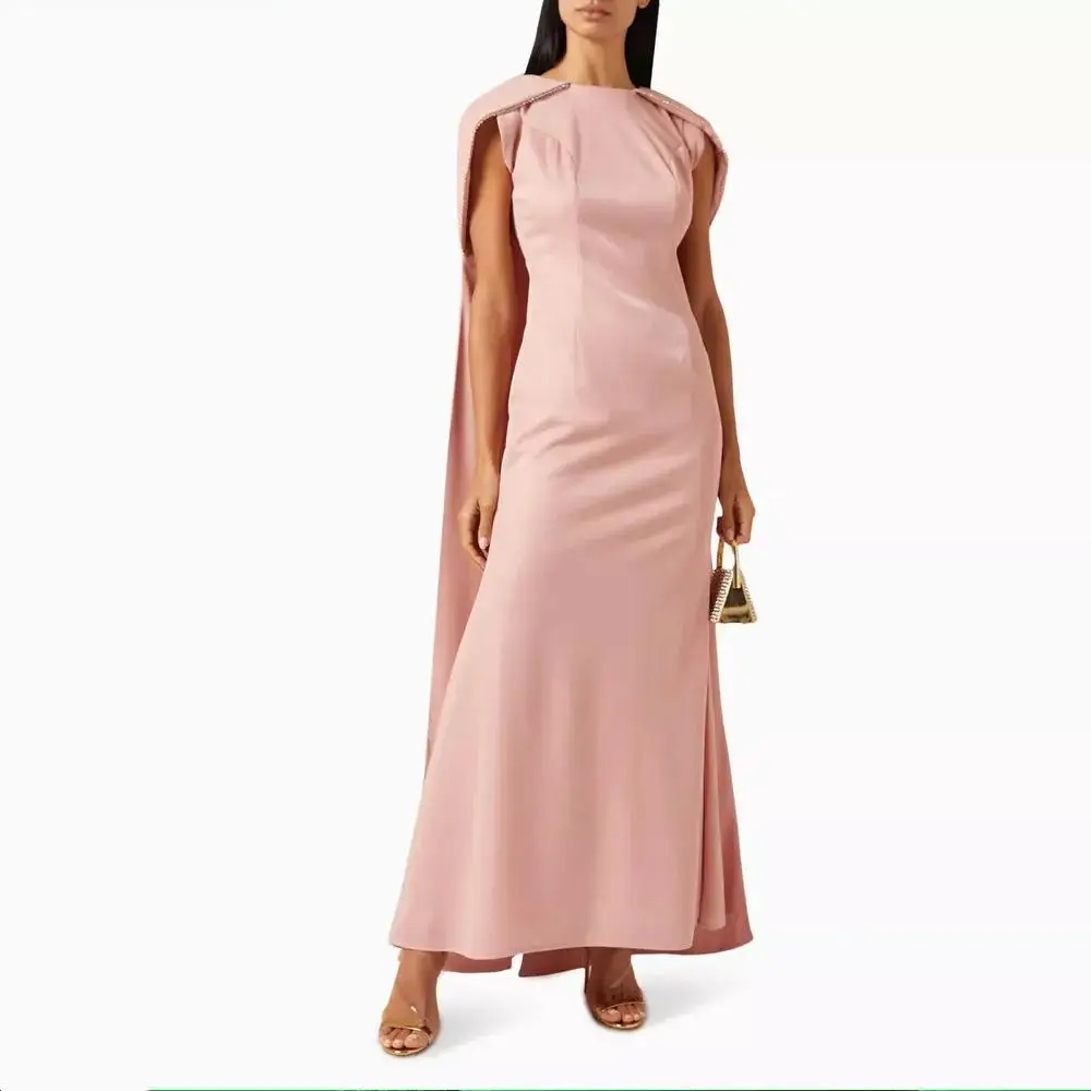 O-образно деколте Дубай Абитуриентска рокля Шал ръкави Вечерна рокля с дължина до глезена Летни жени Сватбени рокли 2024