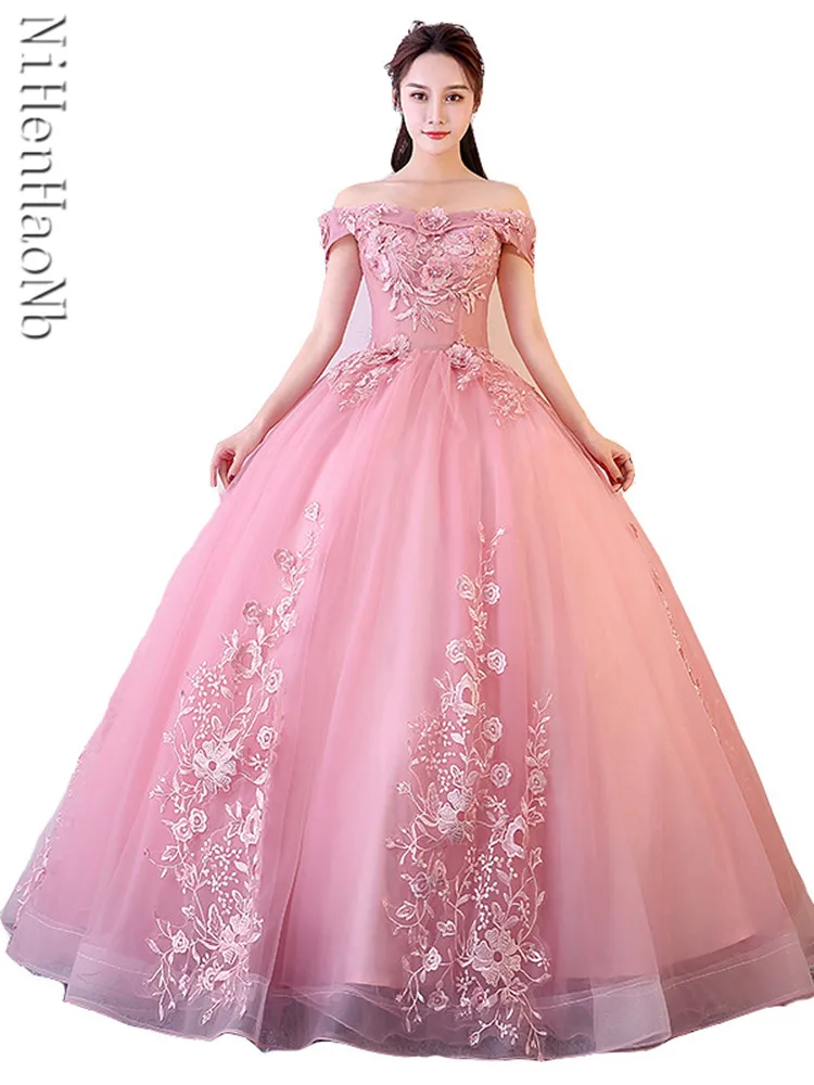 Есен Нови Vestidos Quinceanera рокля елегантен разстояние рамото топка рокля луксозна парти рокля плюс размер бала рокля