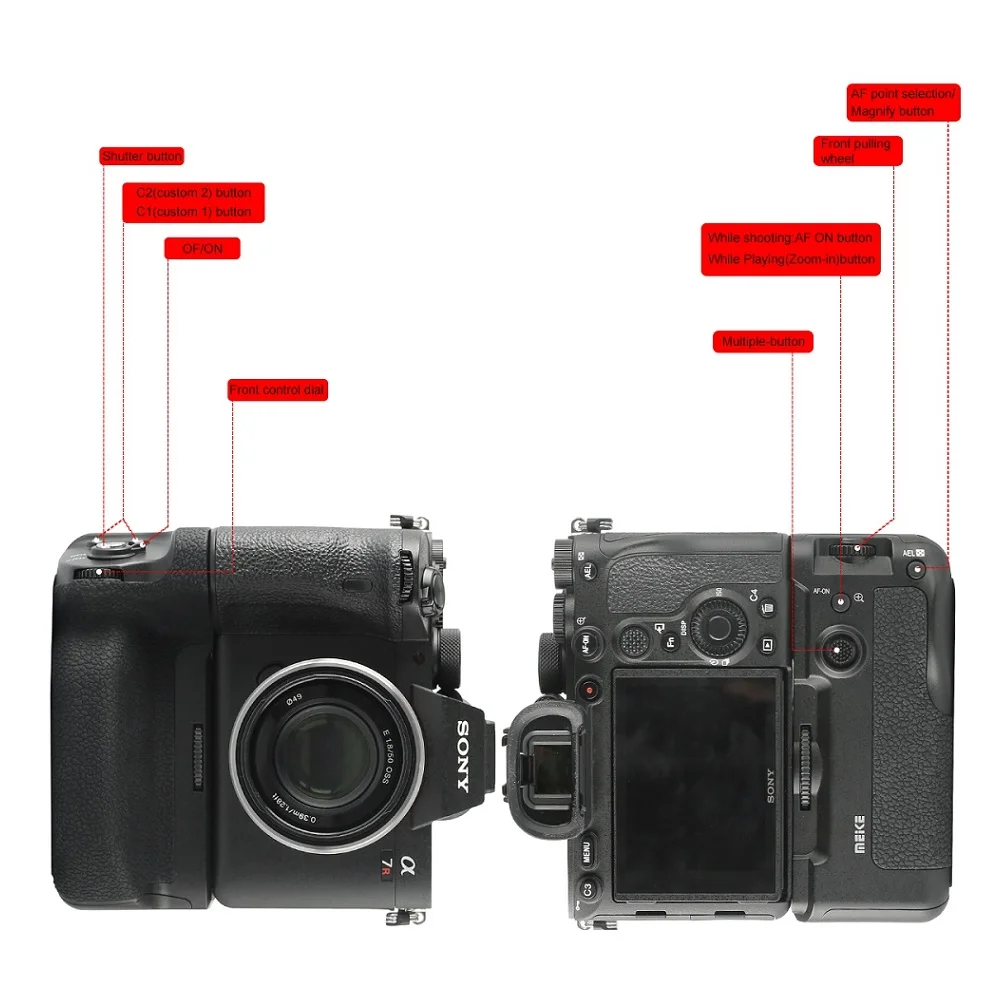 Meike MK-A7RIV Професионална вертикална ръкохватка за батерия за Sony A7IV A7RIV A7SIII A1 A9II безогледална камера