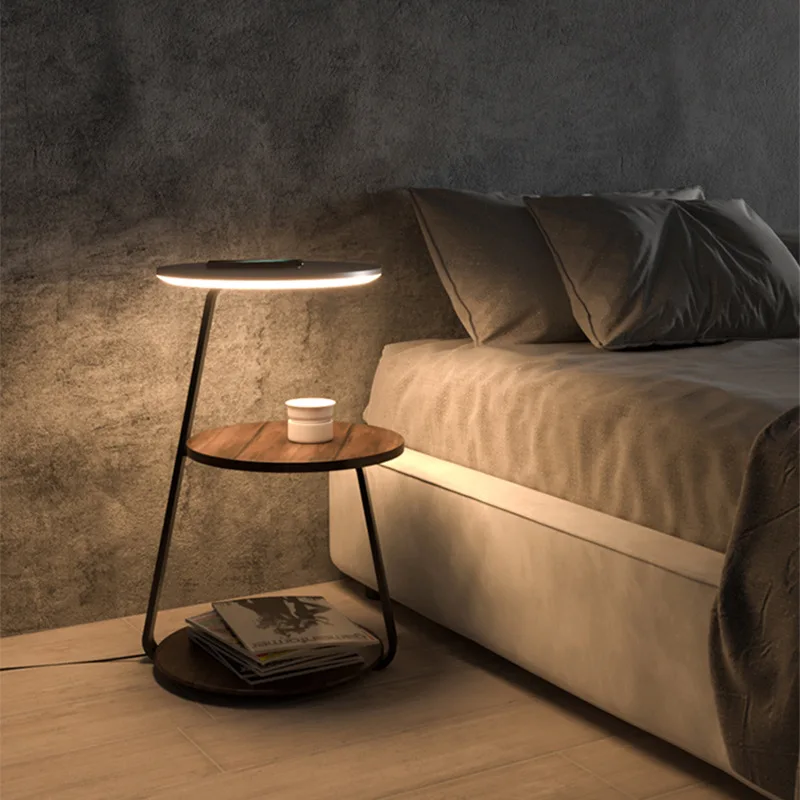 нова спалня подова лампа безжично зареждане нощни шкафчета хол рафт кафе маса лампа дизайн диван страна нощно шкафче мраморна маса