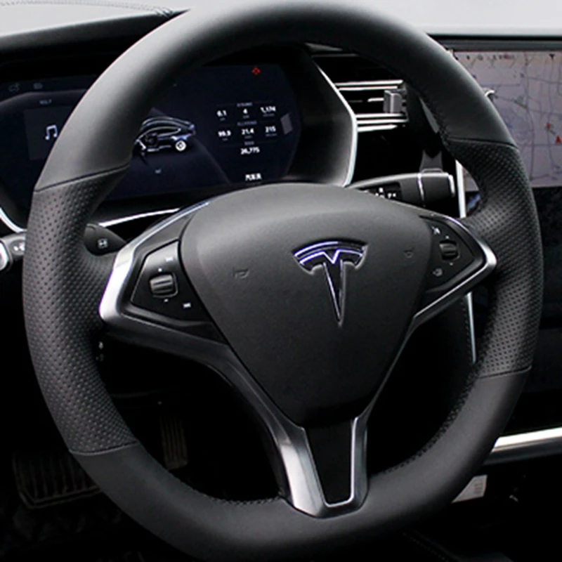 Персонализиран капак на кормилното колело на волана от естествена кожа 100% подходящ за Tesla Model S 2009-2021 Модел X 2012-2020 Аксесоари за кола