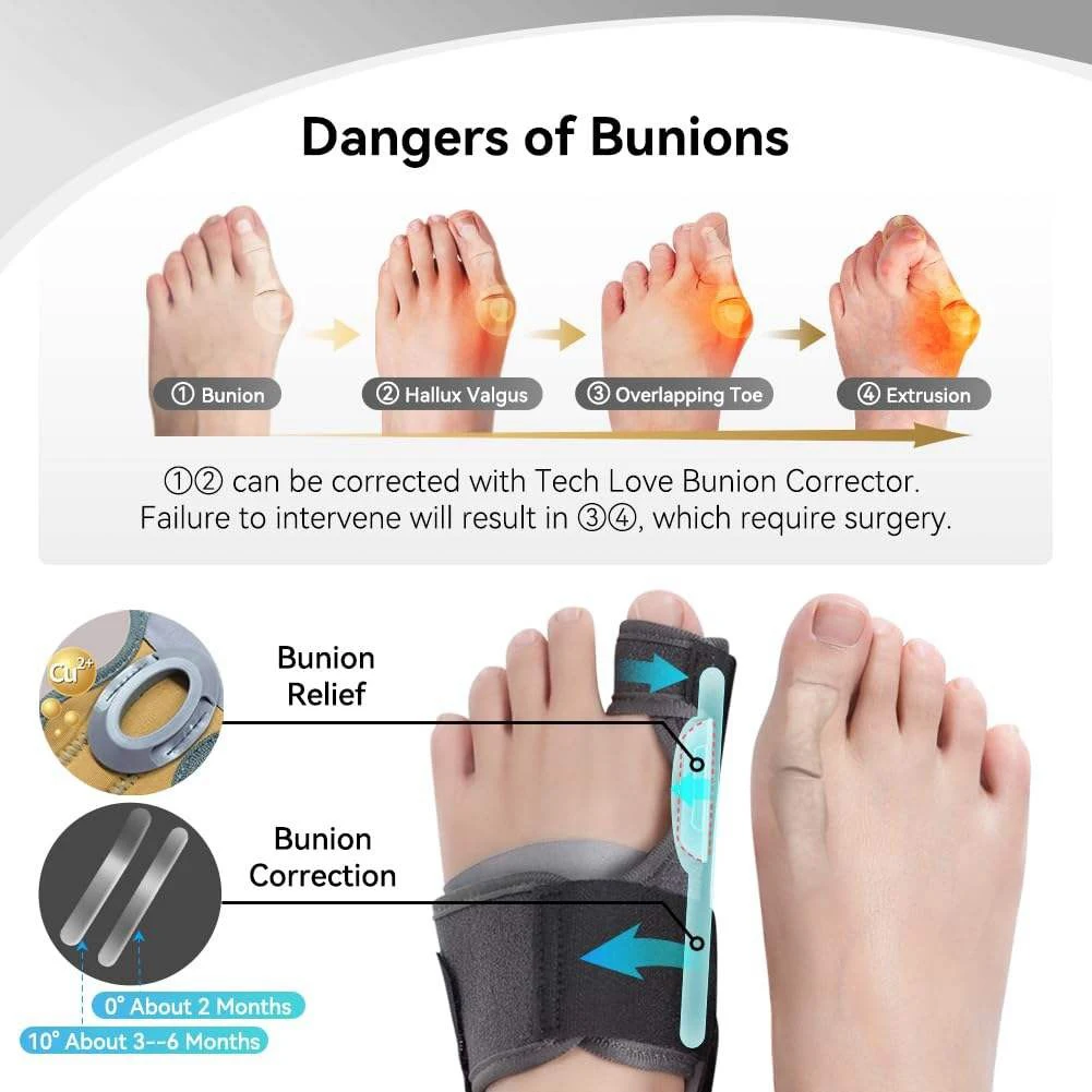 Professiona Bunion коректори шини Big Toe изправяне Spacer Bunion Hallux Valgus Защита за облекчаване на болката без хлъзгане 1Pair