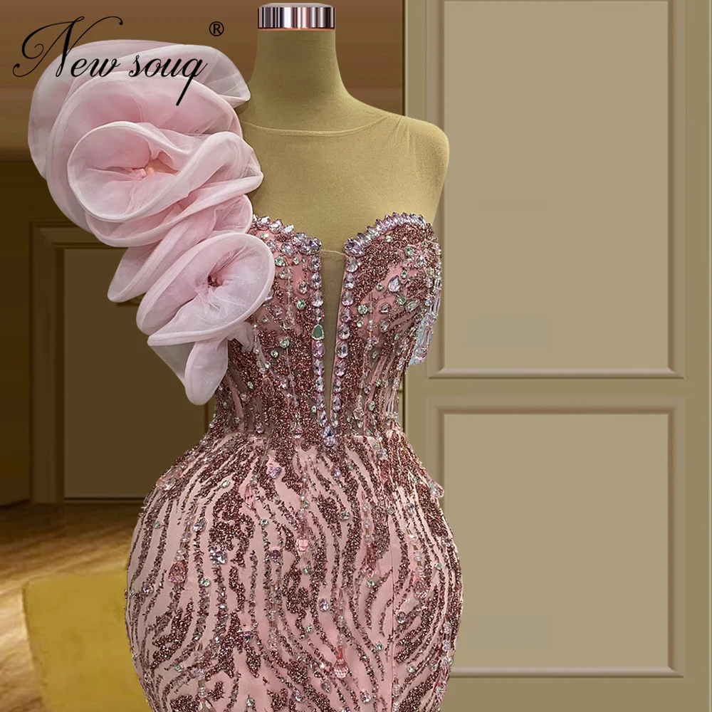 Висша мода Розова русалка Абитуриентски рокли Рокля по поръчка 2023 Дубай дизайн дълго мъниста вечерно облекло парти рокля Кафтани
