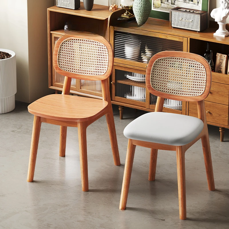 Дървени ратанови трапезни столове ретро домакинство скандинавски луксозни столове за хранене минималистичен облегалка Cadeira балкон мебели WZ50DC