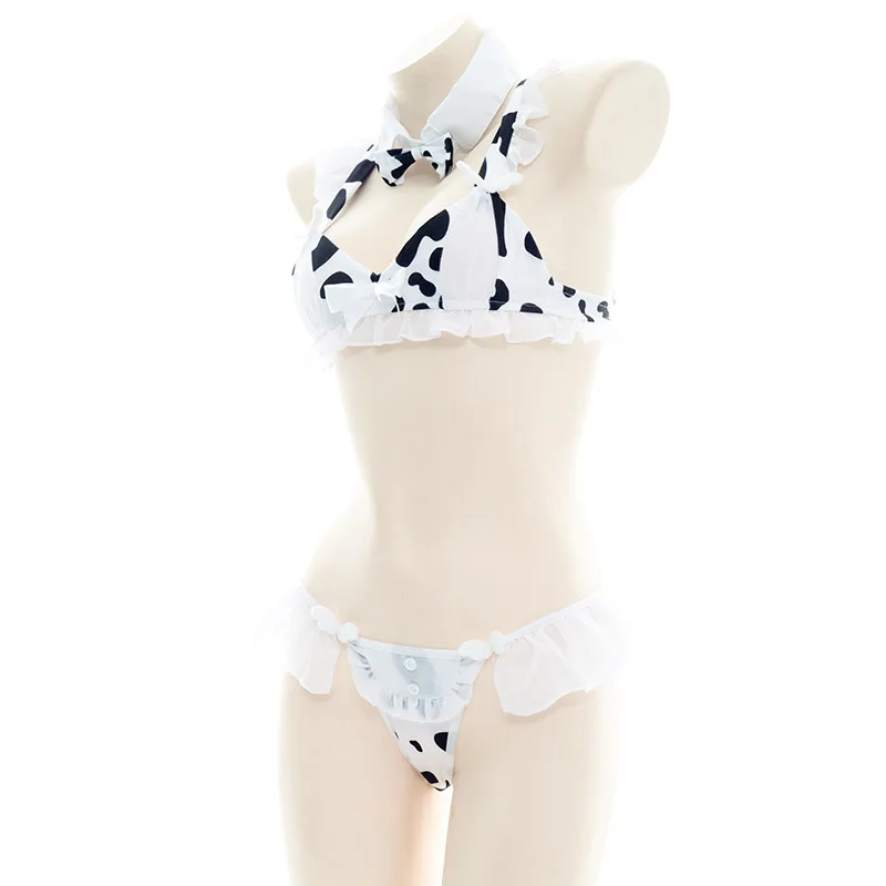 мляко крава косплей костюм бански боди бикини прислужница униот костюм летен плаж kawaii момиче бански пола униформа комплект