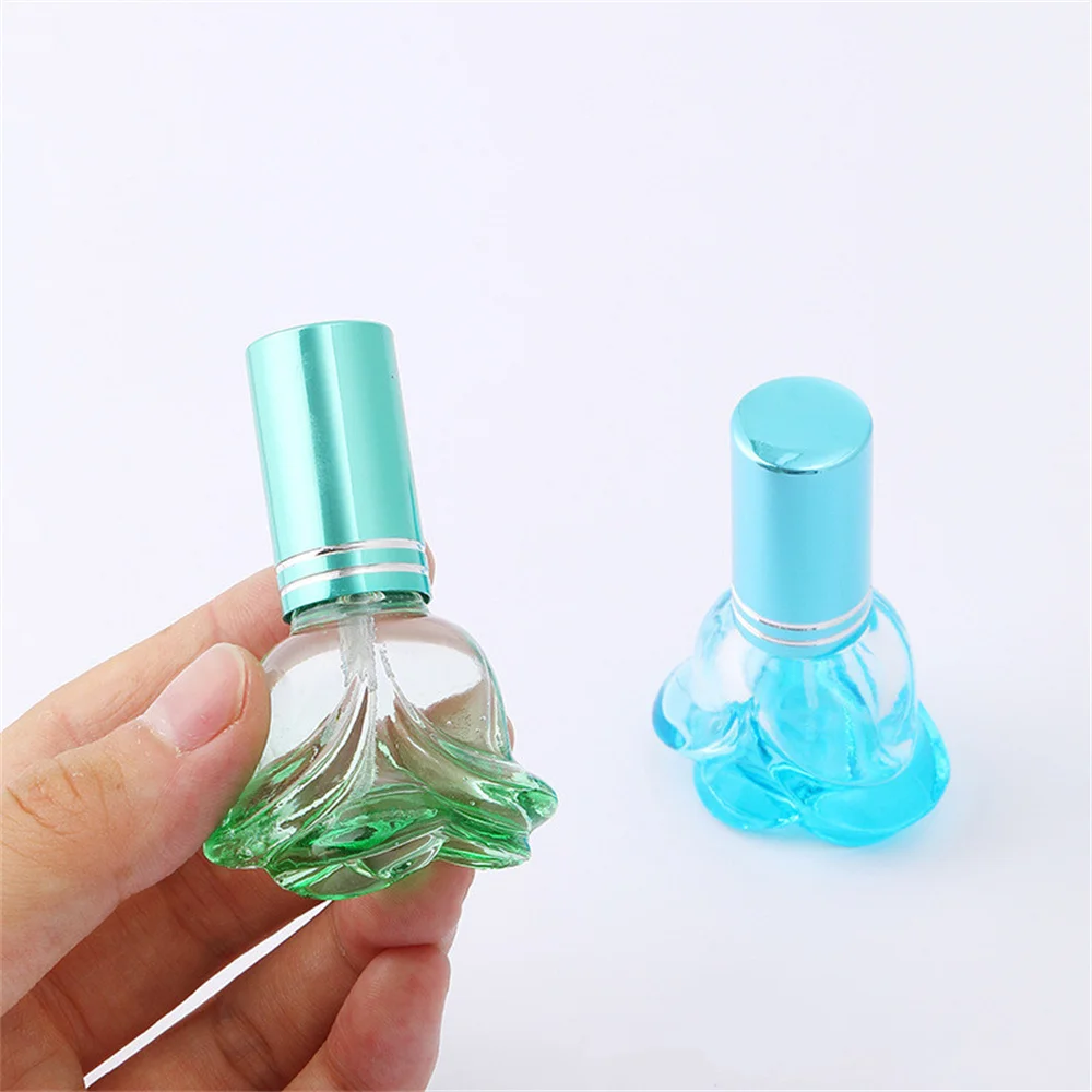 6ml Цветна розова форма парфюмна бутилка празна стъклена козметична опаковка Преносима пътническа парфюмна пръскачка за многократна употреба Примерни бутилки