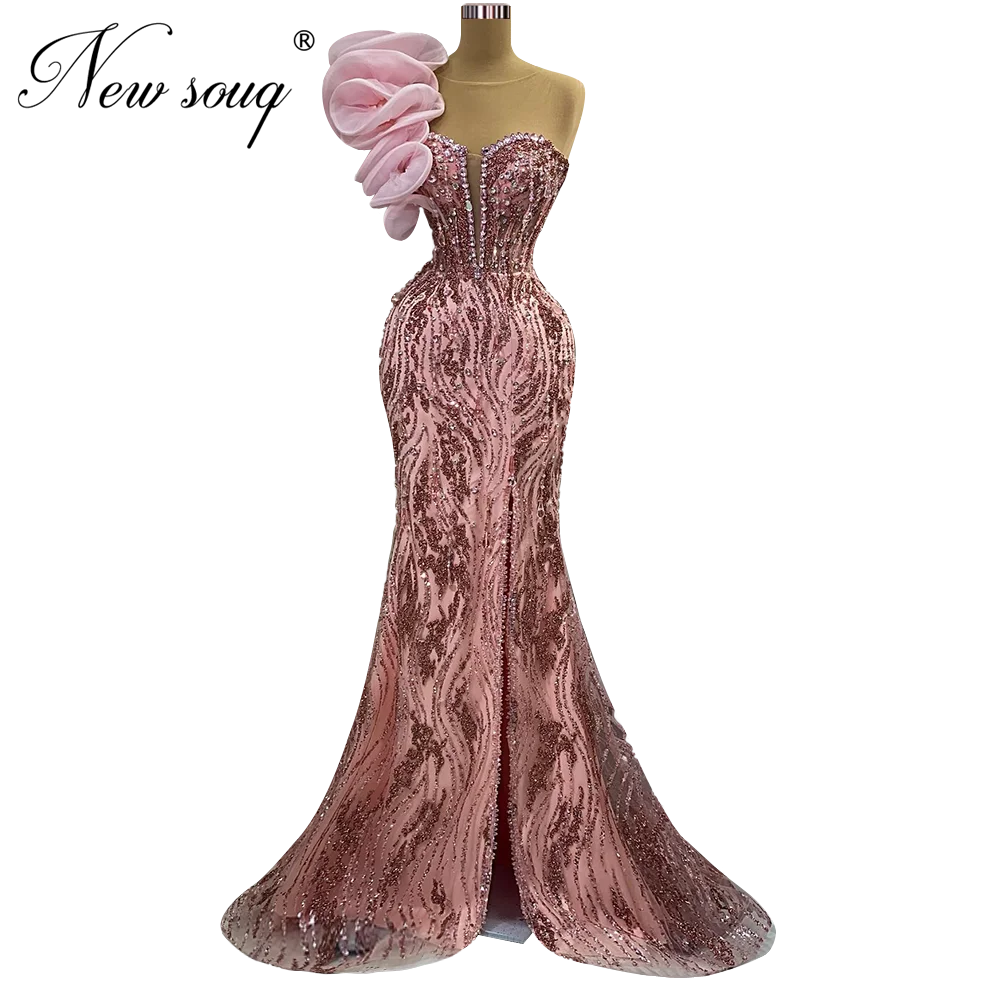 Висша мода Розова русалка Абитуриентски рокли Рокля по поръчка 2023 Дубай дизайн дълго мъниста вечерно облекло парти рокля Кафтани