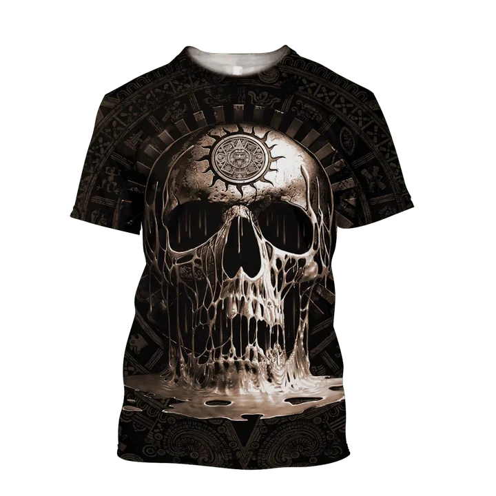 Мексикански скелет графичен мъжки тениска 3D отпечатани удобни дишаща плюс размер хлабав риза улица мода отгоре
