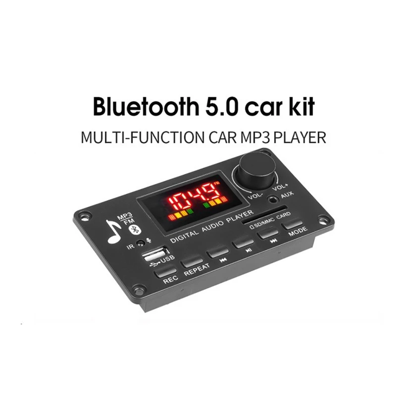 Цветен екран MP3 плейър декодер борда 2X40W усилвател запис на повикване BT кола FM радио модул подкрепа TF USB AUX 3.5 WAV