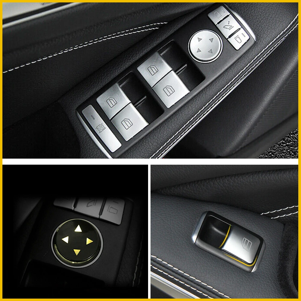 14Pcs кола врата подлакътник прозорец превключвател бутон капак тапицерия за Mercedes Benz C180 C200 C230 C250 C280 C300 C350 CLA180 аксесоари