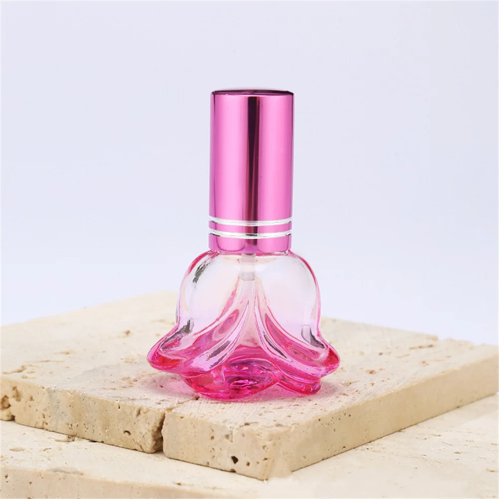 6ml Цветна розова форма парфюмна бутилка празна стъклена козметична опаковка Преносима пътническа парфюмна пръскачка за многократна употреба Примерни бутилки
