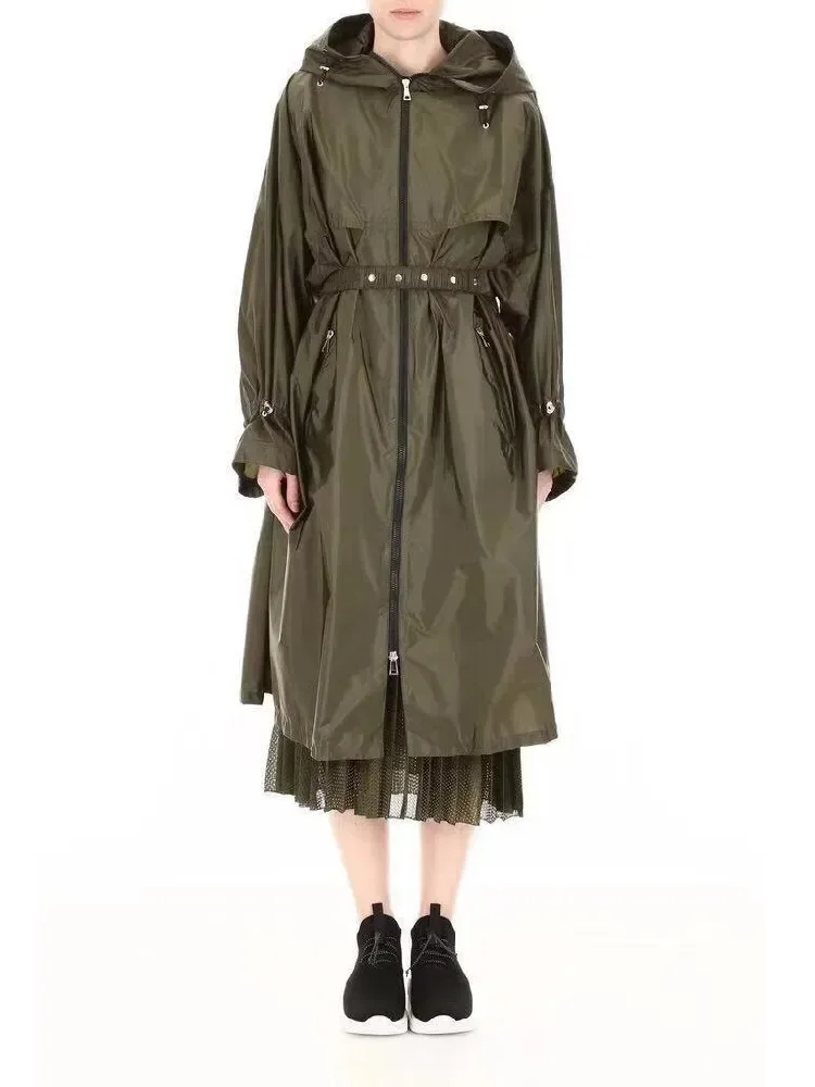 Дамски нов моден колан палто 2023 висока плътност плат снаждане хлабав случайни ветроупорен палто