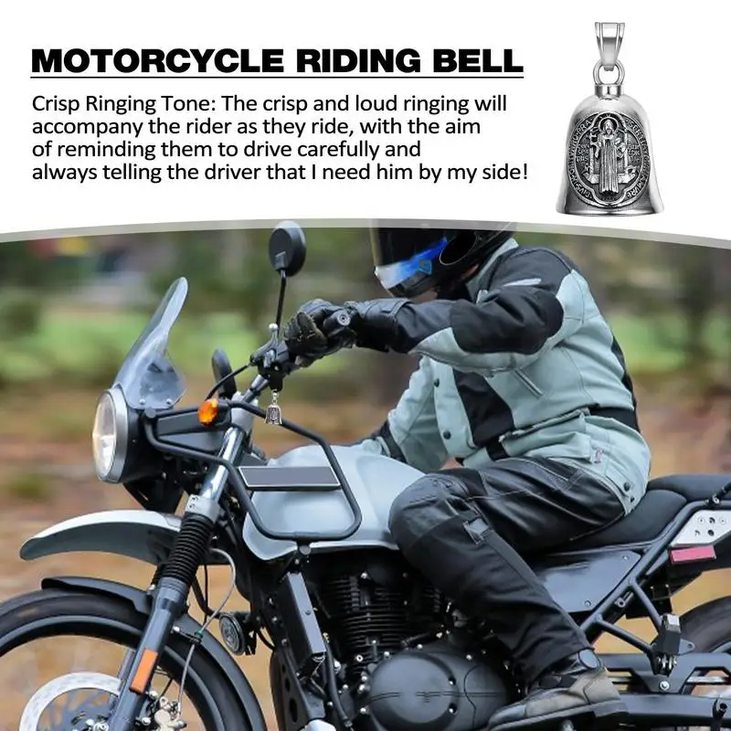 Реколта орнамент мотоциклет камбана чар езда звънец огърлица за мъже мотоциклети аксесоари бижута с титанов стомана верига
