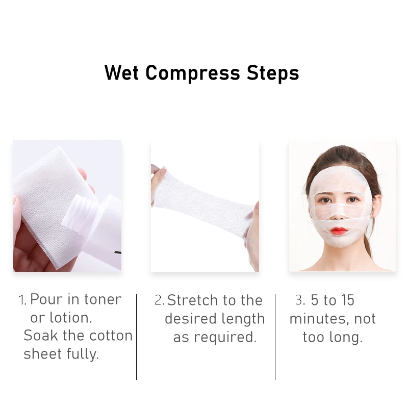 200Pcs мумия марля за лице грим памучни тампони разтеглива еластичност еднократна козметична памучна маска мокър компрес избършете почистване