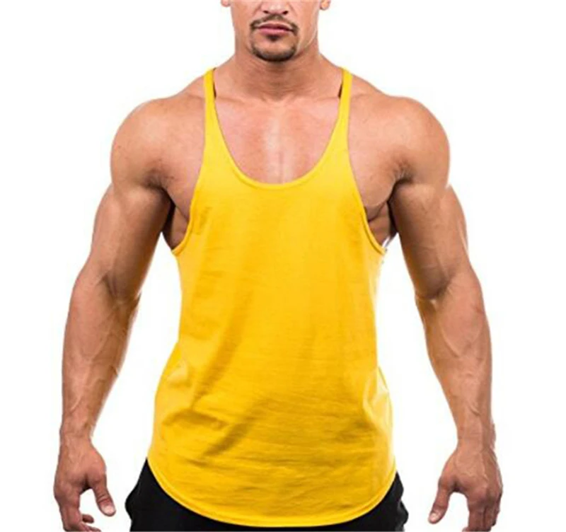 Фитнес културизъм мускулни момчета памук фитнес без ръкави риза тренировка облекло Y обратно стрингер мъжки потници секси долна риза