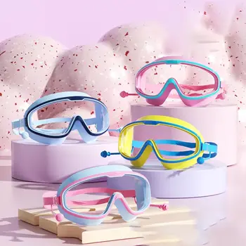 Голяма рамка за очила за плуване Водни спортове с тапи за уши Широк изглед Очила за гмуркане Еластична HD плувна екипировка Плувен басейн