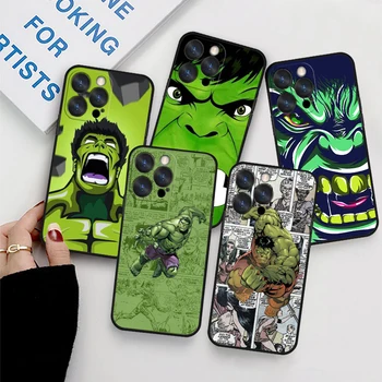 Marvel Avengers Hulk iPhone телефон случай за Apple 14 13 12 11 SE XS XR X 7 8 6 Plus Pro MAX 2020 черен мек капак