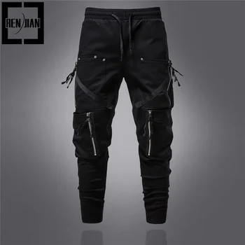 Мъжки хип-хоп джогъри мода Techwear карго панталони с мулти джобове Y2K стил панталони ластик