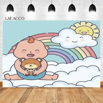 Laeacco детски рожден ден фон карикатура мечка облак сума бебе душ парти декор дете портрет персонализирани фотография фон