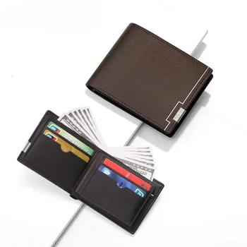 Метална къса ретро многофункционална европейска и американска портфейла с цип Бизнес компактна и проста преносима мъжка чанта за карти