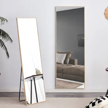 65in. L x 23 инча. W масивна дървена рамка огледало в цял ръст огледало за обличане, декоративно огледало, монтирано на пода огледало, монтирано на стена