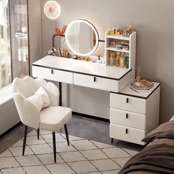 Луксозен бял грим кабинет грим столове съхранение превръзка суета таблица чекмедже козметични Tavolo Trucco Nordic мебели LJ50DT