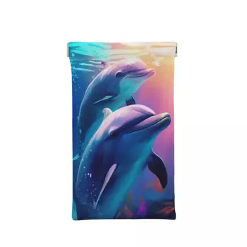 Чанта за съхранение на очила Dolphin In The Sea Подводен калъф за очила Слънчеви очила торбичка Squeeze Coin Purse