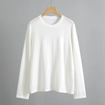 2023 Есен Ново дамско облекло Кашмир вълна хлабав пуловер чист цвят дълъг ръкав плетена тениска
