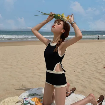 Hot spring бански костюми Южна Корея ins backless секси корема покриващи тънки гърди събраха женски цял бански S-XL