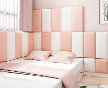 2021 Прост стил Anti -сблъсък нощно шкафче е украсена с възглавница стена стикери