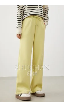 New Sweatpants Жени Улично облекло ПАМУК Полиестер Pantalones Mujer Широки панталони за крака Жени Корейска Мода