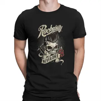 Rockabilly реколта рокендрол музика никога не умира тениска графичен мъже върховете реколта гръндж летни дрехи влакна Harajuku тениска