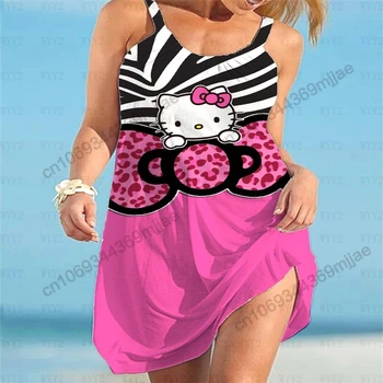 Тениски с кръгло деколте за жени Дрехи HelloKitty Y2k върхове плажни рокли Дамска тениска Дамско облекло Zevity Summer Top 2023