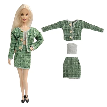 NK 1 комплект 1/6 кукла дамски дрехи мода зелена пола офис униформа къса рокля дрехи за Барби кукла аксесоари играчки