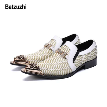 Batzuzhi Луксозни ръчно изработени мъжки обувки италиански Zapatos Hombre заострени железни пръсти сватбени и парти рокля обувки мъже официални, US12