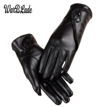 Сензорен екран PU кожени ръкавици жени зимни ръкавици топли ръкавици за жена зимна ръкавица guantes mujer европейски стил WBL