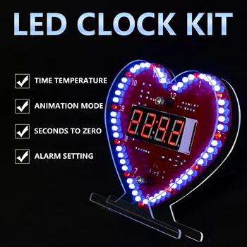  кардиоид въртящи се LED цифров часовник време температура дисплей множествена анимация DIY електронно заваряване продукт комплект
