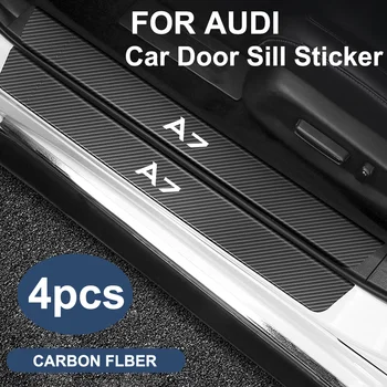 Прагови стикери за прагове на вратата на вратата против надраскване Стикери за стикери от въглеродни влакна за AUDI A7 Auto аксесоари