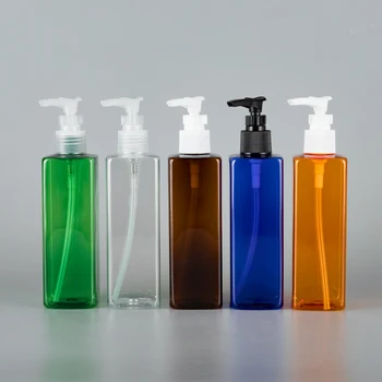 30pcs 250ml празни прозрачни кафяви квадратни бутилки с дозатор за лосионна помпа Лична хигиена Течен сапун Душ гел Козметични опаковки