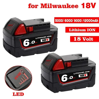 Оригинална 18V 6.0Ah заместваща литиево-йонна батерия за батерии за електроинструменти Milwaukee M18 48-11-1815 48-11-1850 48-11-1860 Z50