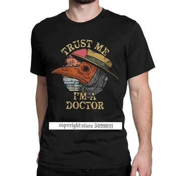 Plague Doctor Повярвай ми, аз съм доктор Мъжка тениска Harajuku Хелоуин Черна смърт птица маска Streetwear новост тениски капка кораб