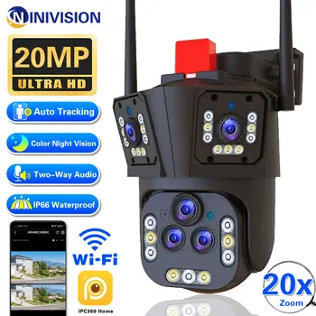 Ultra 20MP 10K WIFI камера за наблюдение Външна камера с пет обектива PTZ 20X Zoom Smart Home AI Безжична камера за видеонаблюдение