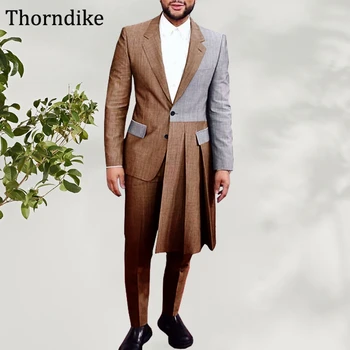 Thorndike нов стил пачуърк мъже костюми за сватбена вечеря Groomsmen Tuxedos по поръчка 2 парче изрязани ревера Blazer