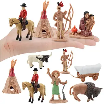 Western Cowboy Figure Cowboy Toy Decorations Wild West Figure MiniatureWild West People Mod For Children Girls