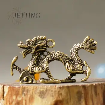 1Pc Дракон година чист месинг китайски митични животински дракон статуя фигури миниатюрни антични дракон орнамент Фън Шуй декор подаръци