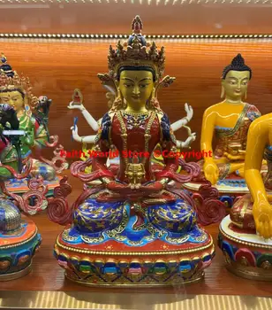 Отстъпка 5A висококачествен цвят Боядисани Амитаюс дълголетие Статуя на Буда Будизъм храм семейство поклонение Защита на дома