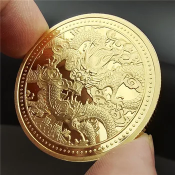 Нова драконова златна монета Възпоменателна Китай Талисман Дракон Позлатени монети Колекционерство Медал 