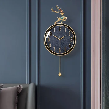 Реколта скандинавски стил стенен часовник спалня злато махало метален стенен часовник дизайн ръце промишлени mecanismo Reloj Pared дома декор