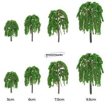 20бр Мини върби Природа Изкуствени растителни модели 5/6/7.5/9.5см DIY играчки Микро железопътен пейзаж сграда Оформление на гората