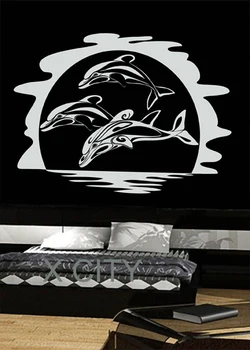 Тропически делфини морски животни стена Decal винил декор изкуство стикер сменяеми стенопис модерен дом стая декорация